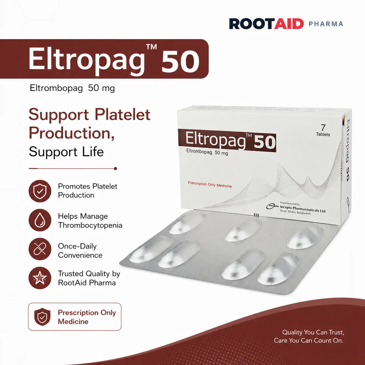 Eltropag 50 mg (Eltrombopag)  Tablets